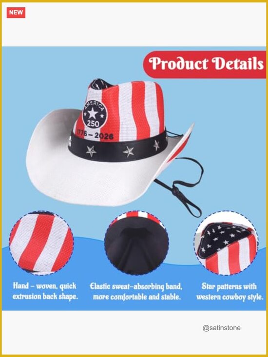 Straw Weaving Cowboy Hat with Chin Strap for Men and Women main image 4